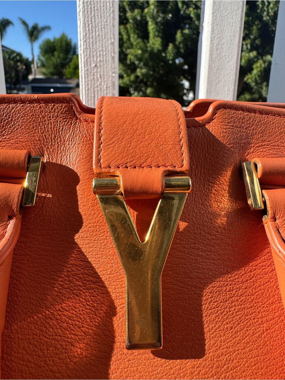 YSL Vintage Chyc Cabas Orange Leather Bag - Picture 5 of 14